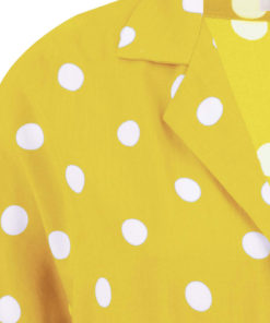 Κοντό πουά πουκάμισο με δέσιμο κίτρινο